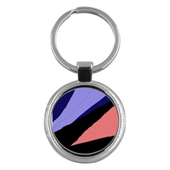 Purple And Pink Abstraction Key Chains (round)  by Valentinaart