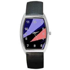 Purple And Pink Abstraction Barrel Style Metal Watch by Valentinaart