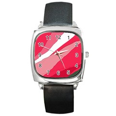 Pink Abstraction Square Metal Watch by Valentinaart