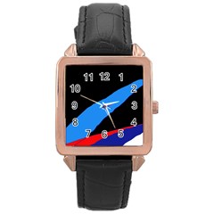 Colorful Abstraction Rose Gold Leather Watch  by Valentinaart