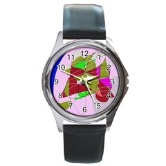 Flora abstraction Round Metal Watch