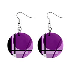 Purple Geometrical Abstraction Mini Button Earrings by Valentinaart