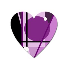 Purple Geometrical Abstraction Heart Magnet