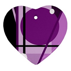 Purple Geometrical Abstraction Heart Ornament (2 Sides) by Valentinaart