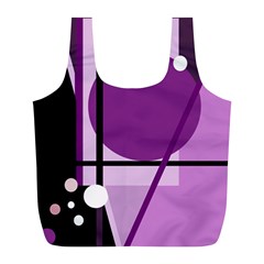 Purple Geometrical Abstraction Full Print Recycle Bags (l)  by Valentinaart