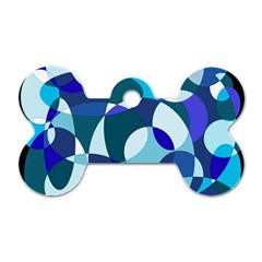 Blue Abstraction Dog Tag Bone (one Side) by Valentinaart