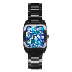 Blue Abstraction Stainless Steel Barrel Watch by Valentinaart