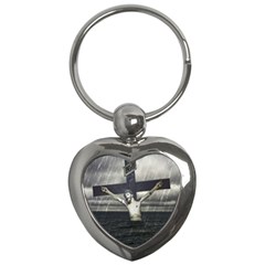 Jesus On The Cross At The Sea Key Chains (heart)  by dflcprints