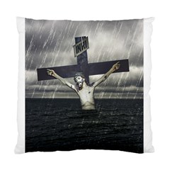 Jesus On The Cross At The Sea Standard Cushion Case (two Sides) by dflcprints