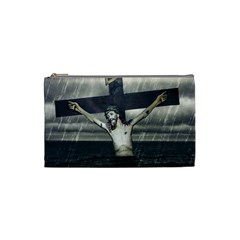 Jesus On The Cross At The Sea Cosmetic Bag (small)  by dflcprints