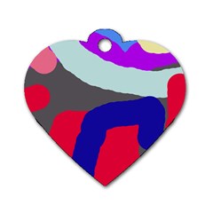 Crazy Abstraction Dog Tag Heart (two Sides) by Valentinaart