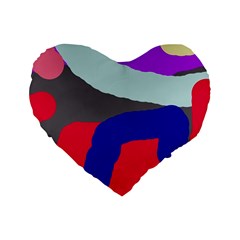 Crazy Abstraction Standard 16  Premium Heart Shape Cushions by Valentinaart