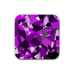 Purple Broken Glass Rubber Coaster (square)  by Valentinaart
