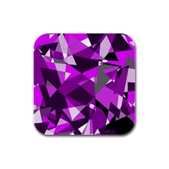 Purple Broken Glass Rubber Square Coaster (4 Pack)  by Valentinaart