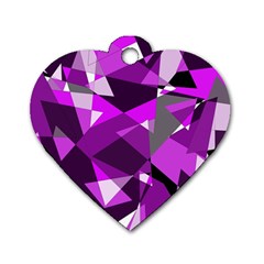 Purple Broken Glass Dog Tag Heart (two Sides) by Valentinaart