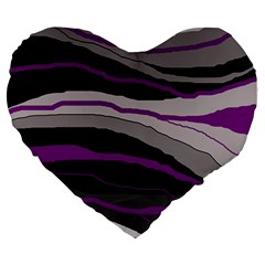 Purple And Gray Decorative Design Large 19  Premium Flano Heart Shape Cushions by Valentinaart