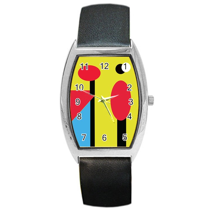 Abstract landscape Barrel Style Metal Watch