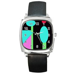Abstract Landscape Square Metal Watch by Valentinaart