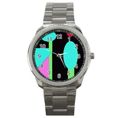 Abstract Landscape Sport Metal Watch by Valentinaart