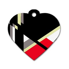 Red And Black Abstraction Dog Tag Heart (one Side) by Valentinaart