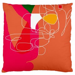 Orange Abstraction Large Cushion Case (one Side) by Valentinaart
