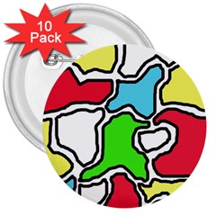 Colorful abtraction 3  Buttons (10 pack) 