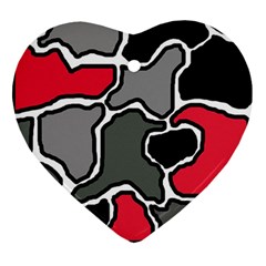 Black, Gray And Red Abstraction Heart Ornament (2 Sides) by Valentinaart