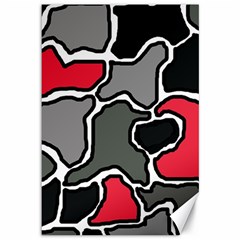 Black, Gray And Red Abstraction Canvas 12  X 18  
