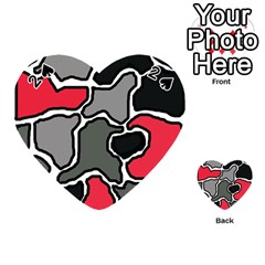 Black, Gray And Red Abstraction Playing Cards 54 (heart) 