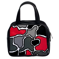 Black, Gray And Red Abstraction Classic Handbags (2 Sides) by Valentinaart