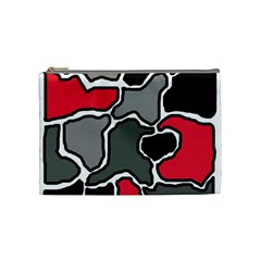 Black, Gray And Red Abstraction Cosmetic Bag (medium)  by Valentinaart