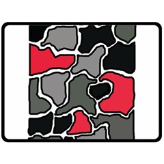 Black, Gray And Red Abstraction Fleece Blanket (large)  by Valentinaart