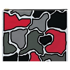 Black, Gray And Red Abstraction Cosmetic Bag (xxxl)  by Valentinaart