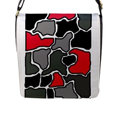 Black, Gray And Red Abstraction Flap Messenger Bag (l)  by Valentinaart