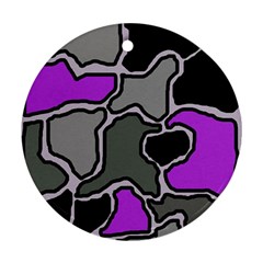 Purple And Gray Abstraction Ornament (round)  by Valentinaart