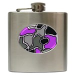 Purple and gray abstraction Hip Flask (6 oz) Front