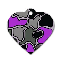 Purple And Gray Abstraction Dog Tag Heart (one Side) by Valentinaart