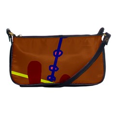 Brown Abstraction Shoulder Clutch Bags by Valentinaart