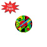 Colorful geometrical abstraction 1  Mini Buttons (100 pack)  Front