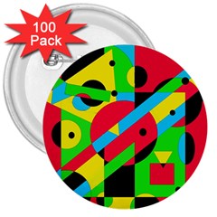 Colorful Geometrical Abstraction 3  Buttons (100 Pack)  by Valentinaart