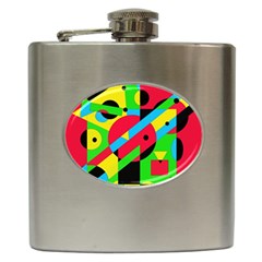 Colorful Geometrical Abstraction Hip Flask (6 Oz) by Valentinaart