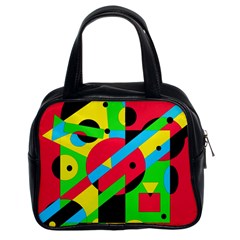 Colorful Geometrical Abstraction Classic Handbags (2 Sides) by Valentinaart