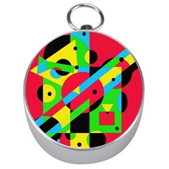 Colorful Geometrical Abstraction Silver Compasses by Valentinaart