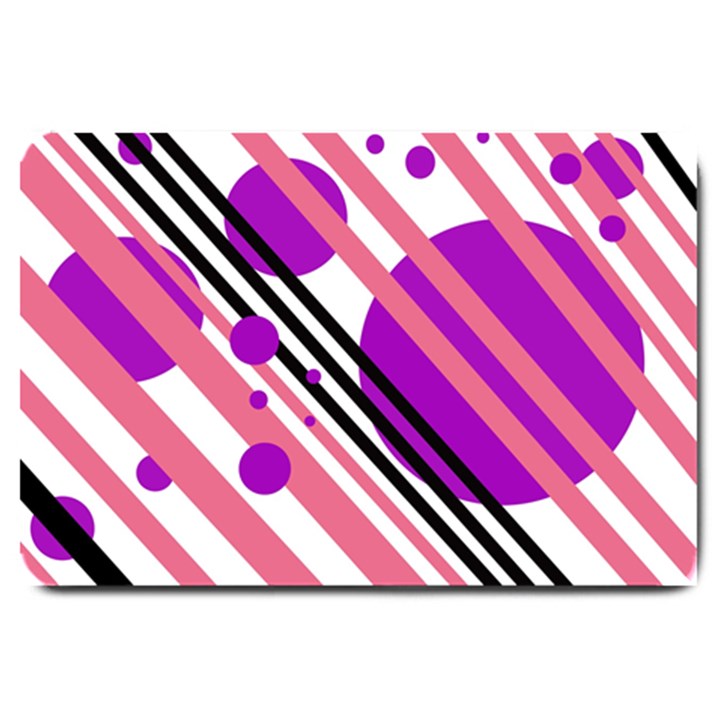 Purple lines and circles Large Doormat 