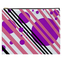 Purple Lines And Circles Cosmetic Bag (xxxl)  by Valentinaart