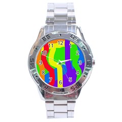 Rainbow Abstraction Stainless Steel Analogue Watch by Valentinaart