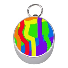Rainbow Abstraction Mini Silver Compasses by Valentinaart