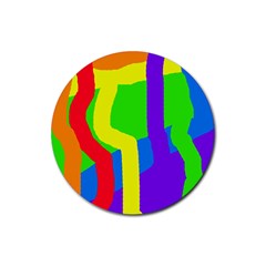 Rainbow Abstraction Rubber Round Coaster (4 Pack) 