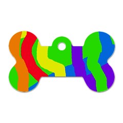 Rainbow Abstraction Dog Tag Bone (two Sides) by Valentinaart