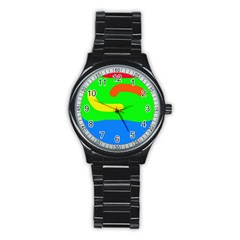 Rainbow abstraction Stainless Steel Round Watch